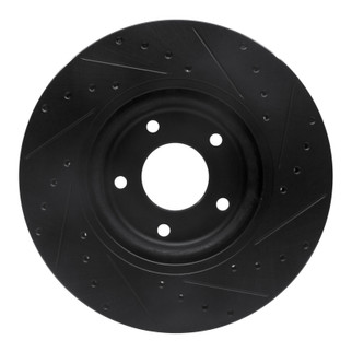 R1 98-06 Jaguar XK8 Front Left Drilled & Slotted Black Brake Rotor
