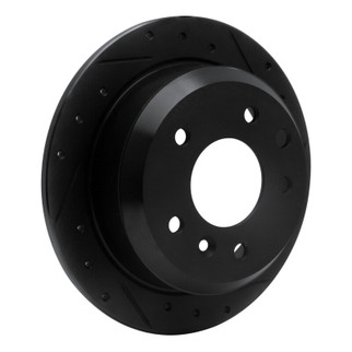 R1 86-89 Jaguar XJ12 Rear Right Drilled & Slotted Black Brake Rotor