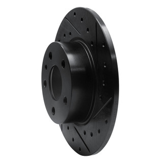 R1 91-95 Alfa Romeo 164 Rear Right Drilled & Slotted Black Brake Rotor