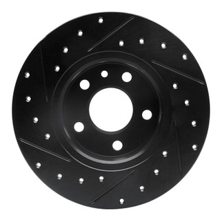 R1 91-95 Alfa Romeo 164 Rear Right Drilled & Slotted Black Brake Rotor