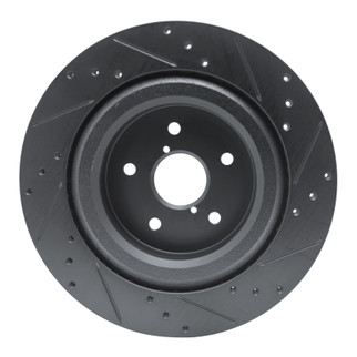 R1 -25 Subaru Ascent Rear Left Drilled & Slotted Black Brake Rotor
