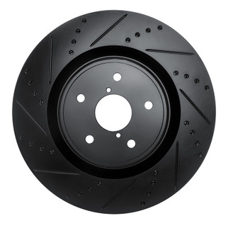 R1 18-25 Subaru WRX Front Left Drilled & Slotted Black Brake Rotor