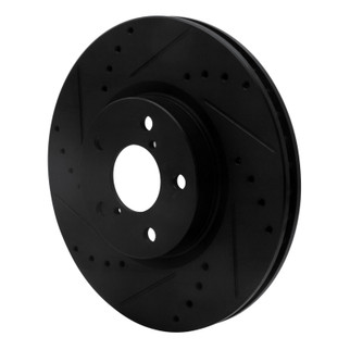 R1 17-23 Subaru Impreza Front Left Drilled & Slotted Black Brake Rotor