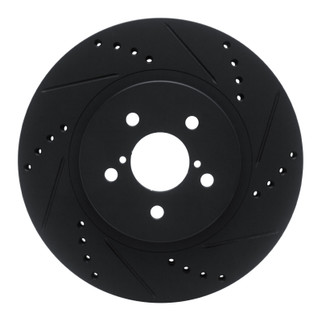 R1 17-23 Subaru Impreza Front Right Drilled & Slotted Black Brake Rotor