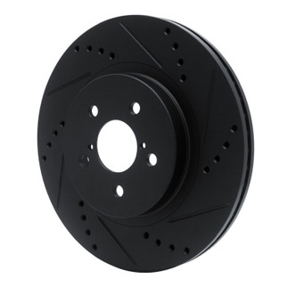 R1 17-23 Subaru Impreza Front Right Drilled & Slotted Black Brake Rotor