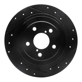 R1 00-06 Subaru BAJA Rear Right Drilled & Slotted Black Brake Rotor