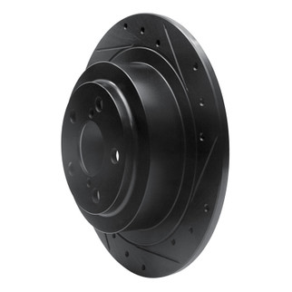 R1 00-06 Subaru BAJA Rear Right Drilled & Slotted Black Brake Rotor