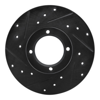 R1 80-83 Subaru GLF Front Left Drilled & Slotted Black Brake Rotor