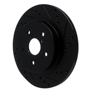 R1 15-25 Subaru Outback Rear Right Drilled & Slotted Black Brake Rotor