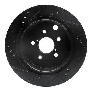 R1 14-18 Subaru Forester Rear Right Drilled & Slotted Black Brake Rotor