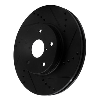 R1 15-19 Subaru Legacy Front Right Drilled & Slotted Black Brake Rotor