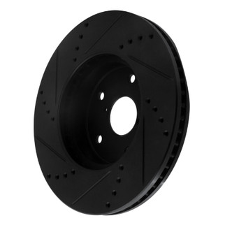 R1 15-19 Subaru Legacy Front Right Drilled & Slotted Black Brake Rotor