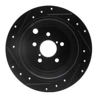 R1 08-15 Subaru Outback Rear Right Drilled & Slotted Black Brake Rotor