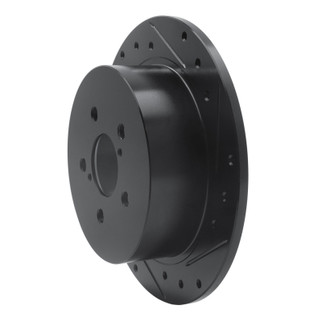 R1 05-09 Subaru Legacy Rear Right Drilled & Slotted Black Brake Rotor