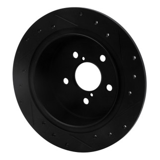 R1 05-09 Subaru Legacy Rear Left Drilled & Slotted Black Brake Rotor