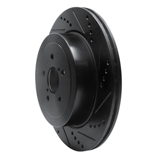 R1 03-04 Subaru Impreza Rear Right Drilled & Slotted Black Brake Rotor