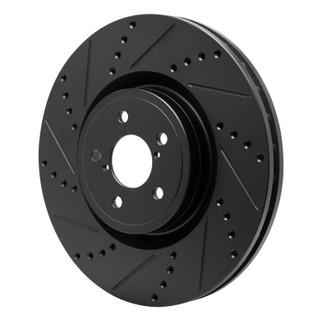 R1 03-25 Subaru Impreza Front Left Drilled & Slotted Black Brake Rotor