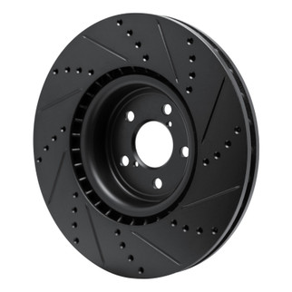 R1 03-25 Subaru Impreza Front Left Drilled & Slotted Black Brake Rotor