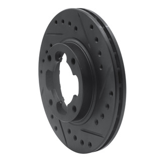 R1 87-94 Subaru Justy Front Right Drilled & Slotted Black Brake Rotor