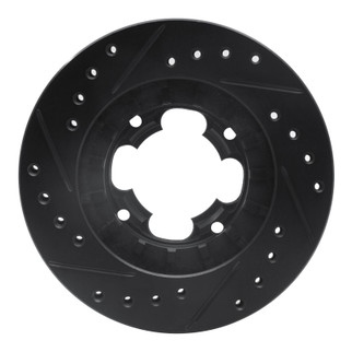 R1 87-94 Subaru Justy Front Right Drilled & Slotted Black Brake Rotor