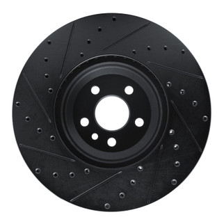 R1 20-25 Jaguar E-Pace Front Right Drilled & Slotted Black Brake Rotor