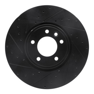 R1 18-20 Land Rover Range Rover Front Left Drilled & Slotted Black Brake Rotor