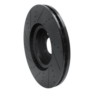 R1 18-25 Land Rover Range Rover Front Right Drilled & Slotted Black Brake Rotor