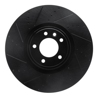 R1 18-25 Land Rover Defender 110 Front Left Drilled & Slotted Black Brake Rotor
