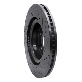 R1 05-09 Land Rover LR3 Front Left Drilled & Slotted Black Brake Rotor