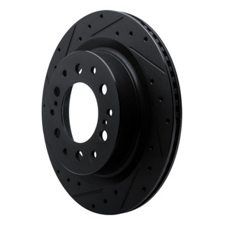 R1 2022-2025 Lexus GX550 Rear Left Drilled & Slotted Black Brake Rotor