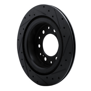 R1 2022-2025 Lexus GX550 Rear Left Drilled & Slotted Black Brake Rotor