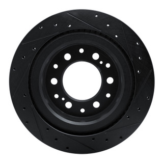 R1 2022-2025 Lexus GX550 Rear Left Drilled & Slotted Black Brake Rotor