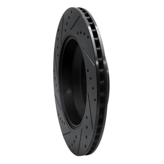 R1 17-19 Genesis G90 Rear Right Drilled & Slotted Black Brake Rotor