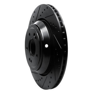 R1 17-19 Genesis G90 Rear Left Drilled & Slotted Black Brake Rotor