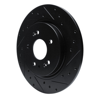 R1 -25 Hyundai Santa Fe Rear Right Drilled & Slotted Black Brake Rotor