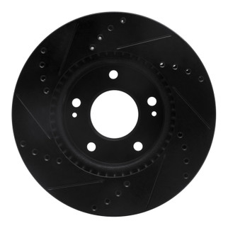 R1 17-22 Hyundai Ioniq Front Right Drilled & Slotted Black Brake Rotor