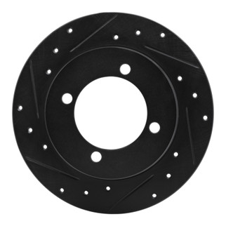 R1 94-96 Hyundai Elantra Rear Left Drilled & Slotted Black Brake Rotor