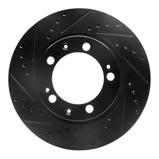 R1 86-91 Porsche 928 Right Front Drilled & Slotted Black Brake Rotor