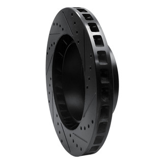 R1 86-91 Porsche 928 Right Front Drilled & Slotted Black Brake Rotor