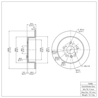 DFC 09-15 Toyota Venza Rear Brake Rotor
