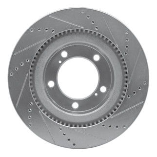 R1 17-21 Toyota Land Cruiser Front Left Drilled & Slotted Silver Brake Rotor