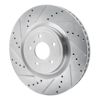 R1 09-20 Nissan 370Z Front Left Drilled & Slotted Silver Brake Rotor