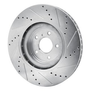 R1 09-20 Nissan 370Z Front Left Drilled & Slotted Silver Brake Rotor
