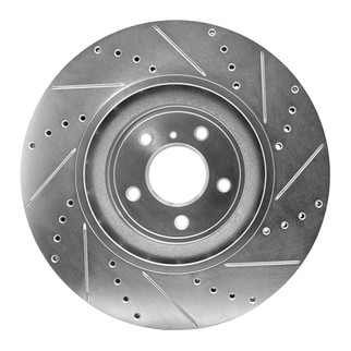 R1 09-20 Nissan 370Z Front Left Drilled & Slotted Silver Brake Rotor