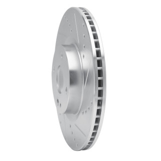 R1 2016-2025 Fiat 124 Spider Front Right Drilled & Slotted Silver Brake Rotor
