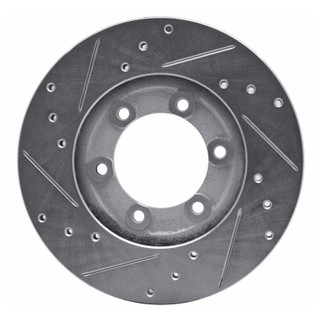 R1 1986-1993 Mazda B2200 Front Right Drilled & Slotted Silver Brake Rotor