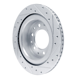 R1 2022-2025 Lexus LX600 Rear Left Drilled & Slotted Silver Brake Rotor