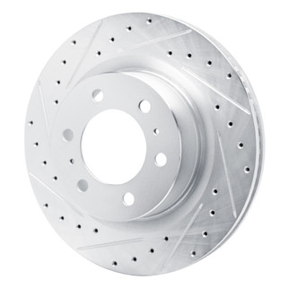 R1 2022-2025 Lexus GX550 Front Left Drilled & Slotted Silver Brake Rotor