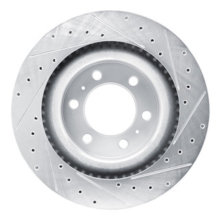 R1 2022-2025 Lexus GX550 Front Left Drilled & Slotted Silver Brake Rotor