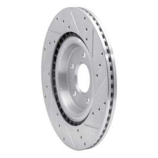 R1 2008-2025 Audi A7 Quattro Rear Left Drilled & Slotted Silver Brake Rotor